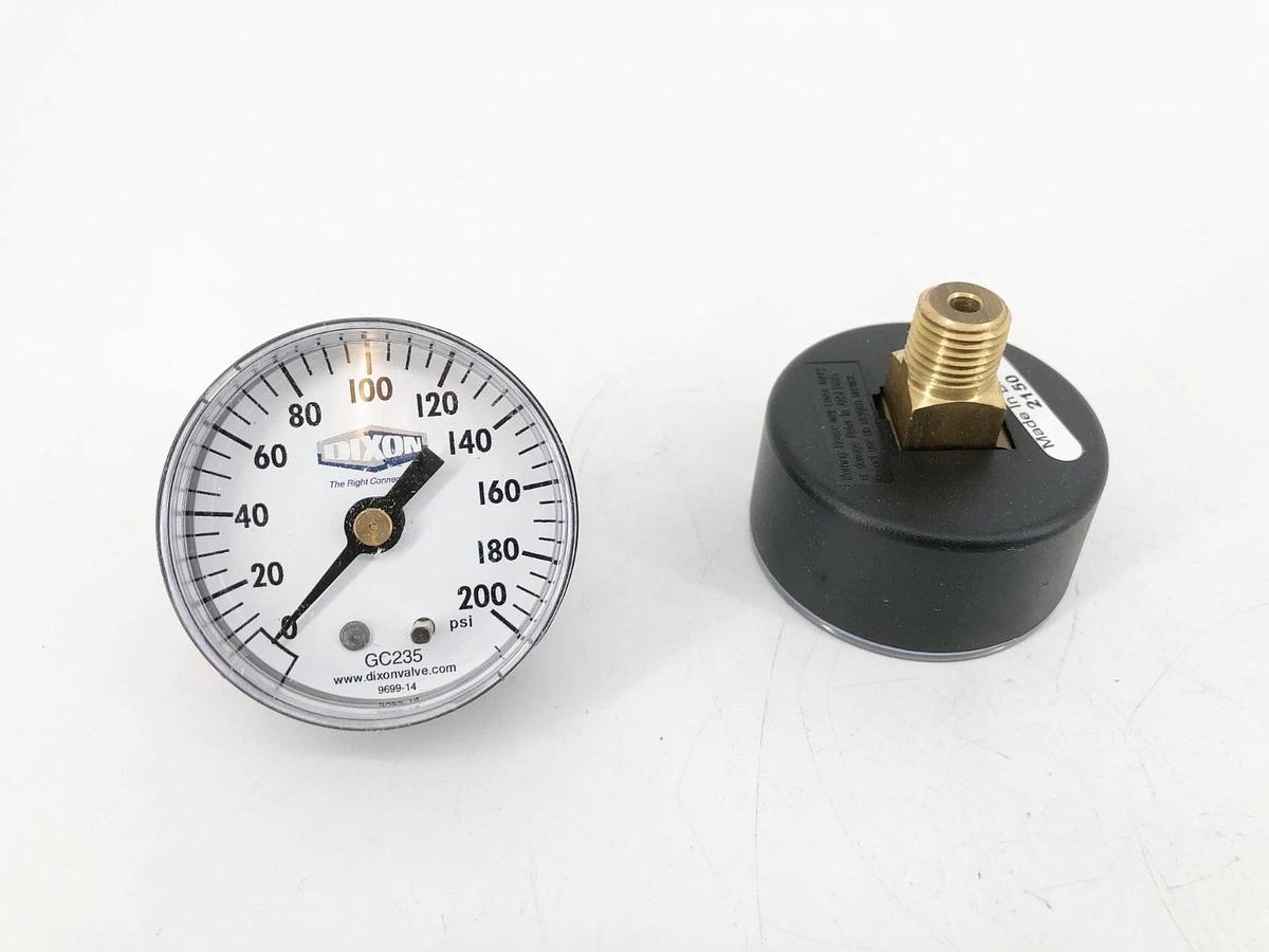 Lot of 2 New Dixon GC235 Dry Gauge 0-200psi 2" Face 1/4" Back Mount