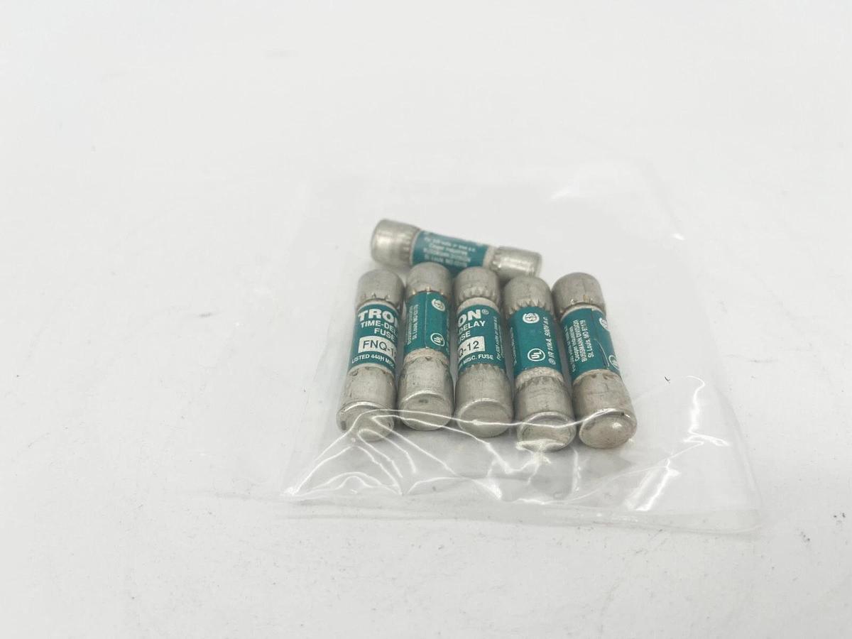 Lot of 6 New Bussmann FNQ-12 Time Delay Fuses 12A 500V
