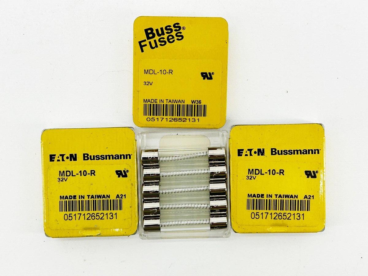 New Pack of 15 Bussmann MDL-10-R Time Delay Glass Tube Fuse 10A 32V