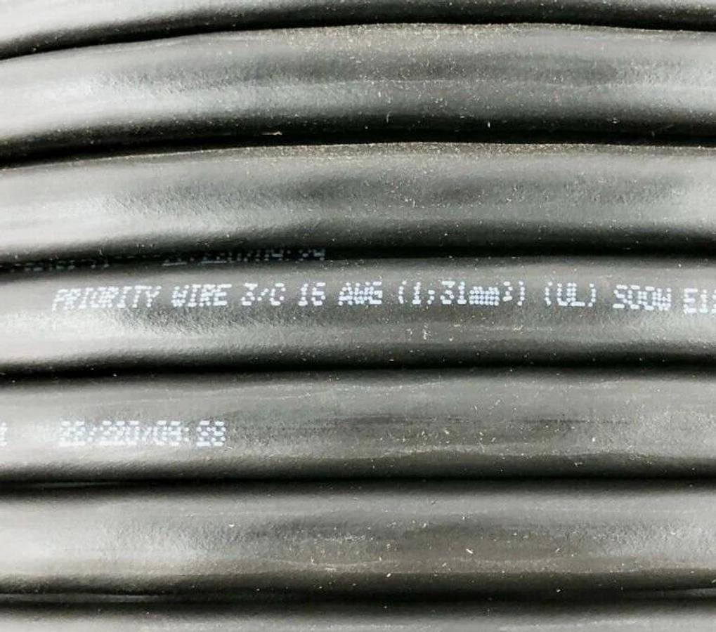 New Priority Wire 3/C 16AWG SOOW Portable Power Cord 600V 90C Approx. 200FT.