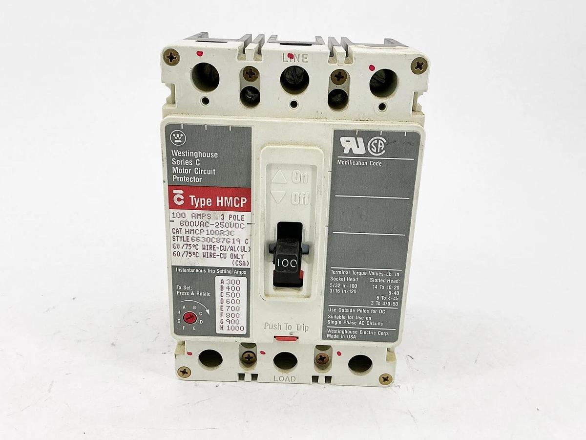 New Westinghouse HMCP100R3C Circuit Breaker 100A 3P 600VAC 250VDC - No Box