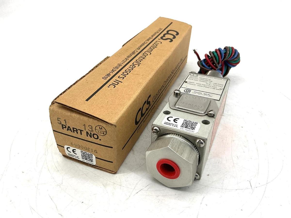 New Custom Control Sensors 6900GE16 Pressure Switch 4-Wire 12-150PSIG 120/250V