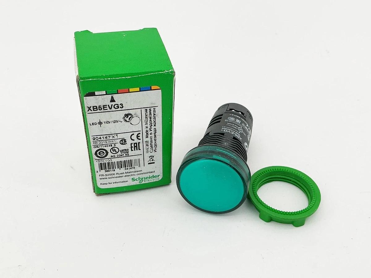 New Schneider Electric XB5EVG3 Pilot Light 120Vac Green 22MM
