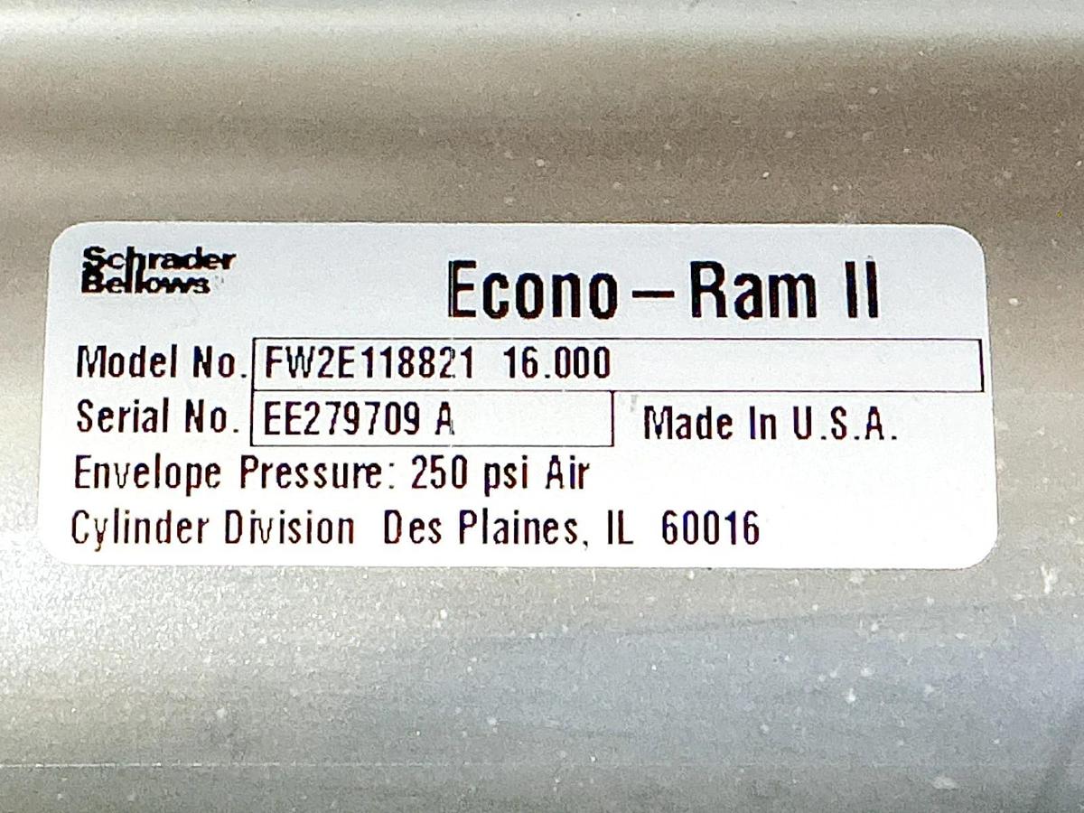 New Schrader Bellows FW2E118821 16.000 Pneumatic Cylinder 250PSI 16” Stroke