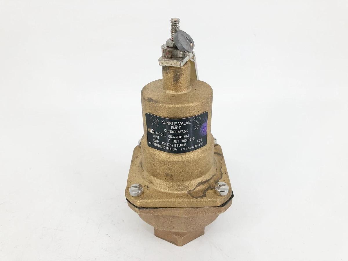 New Kunkle Valve 0537-E01-HM Safety Relief Valve Bronze 1" Set 100psi