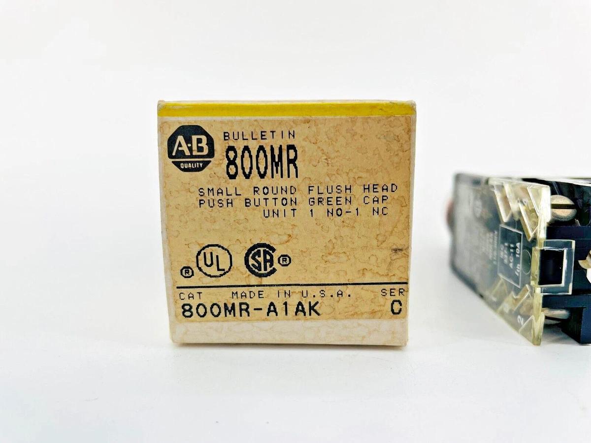 New Allen Bradley 800MR-A1AK Push Button Flush Head 1NO 1NC Green