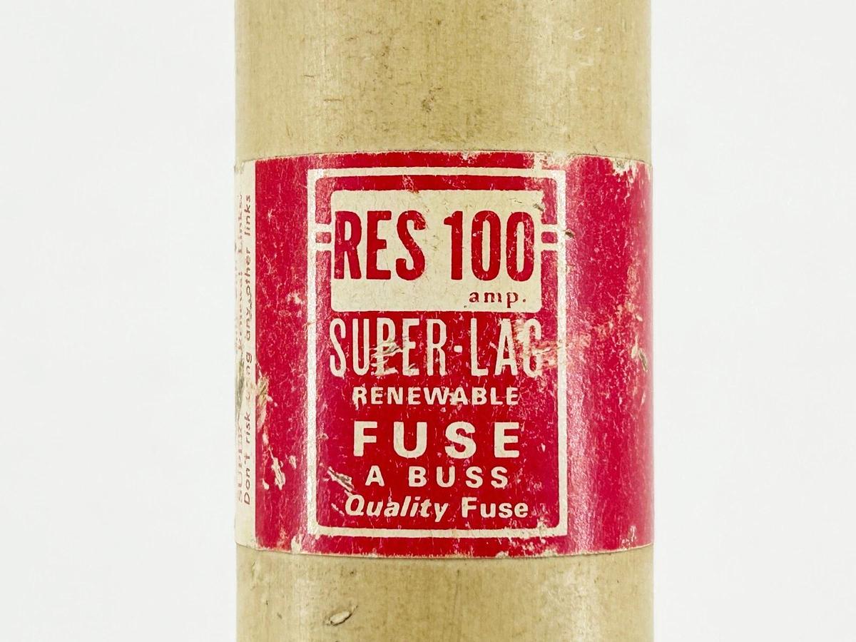 New Bussmann RES-100 Renewable Super Lag Fuse 100A 600V - No Box