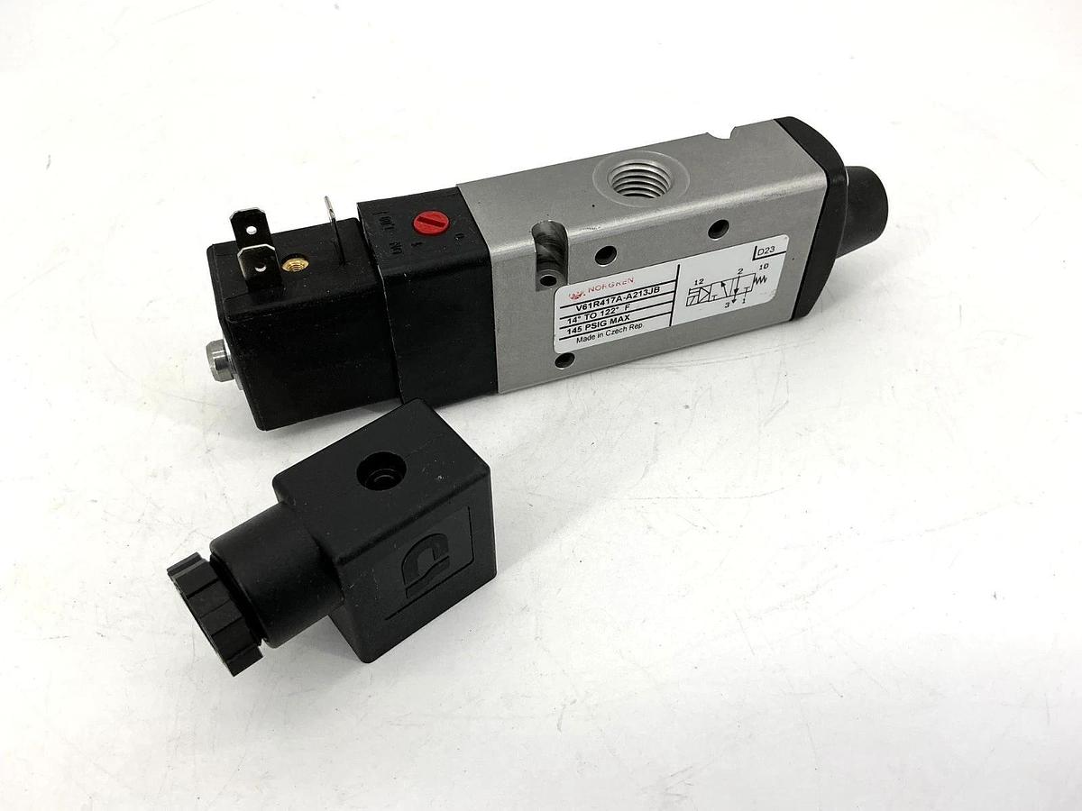 New Norgren V61R417A-A213JB Solenoid Valve 3/2NC 14-122°F 145PSI Coil-24V No Box