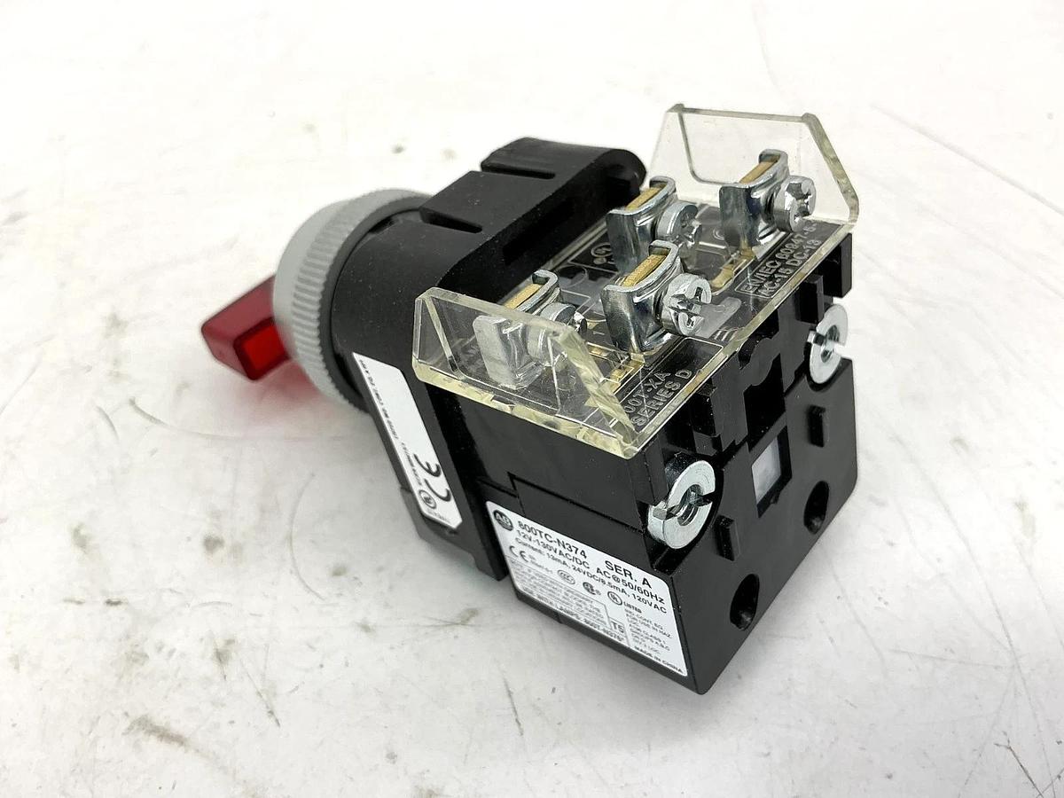 New Allen Bradley 800T-2JRH17KB7AX Ser V Selector Switch 3P Red LED 130V -No Box