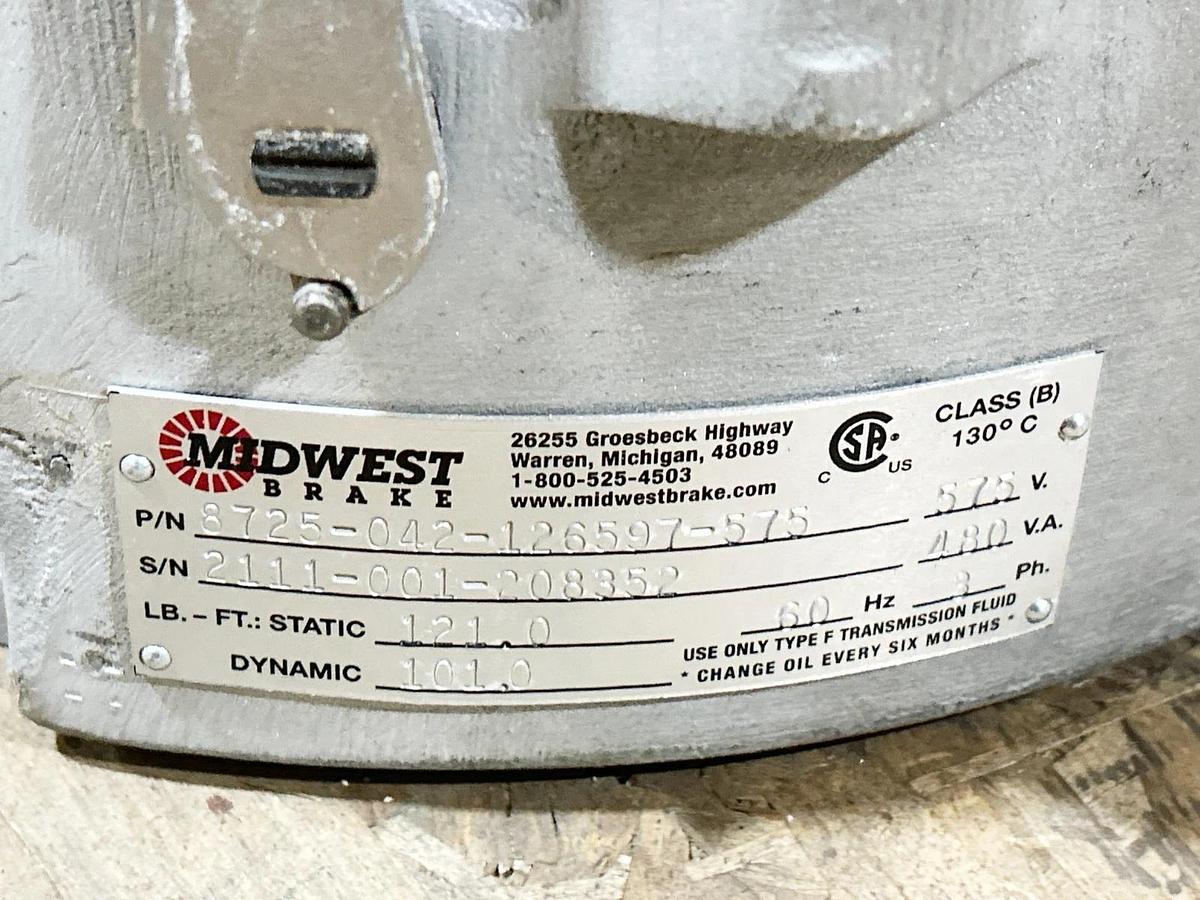 Refurbished Midwest Brake Model 8725-042-126597-575 Brake 575V 480VA 121 lbs-ft static