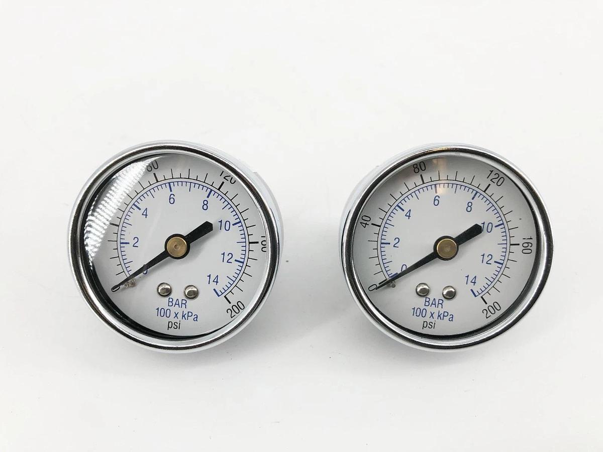 Lot of 2 New PSB20-200TS Dry Pressure Gauges 2" 0-200psi Back Mount w/ Teflon