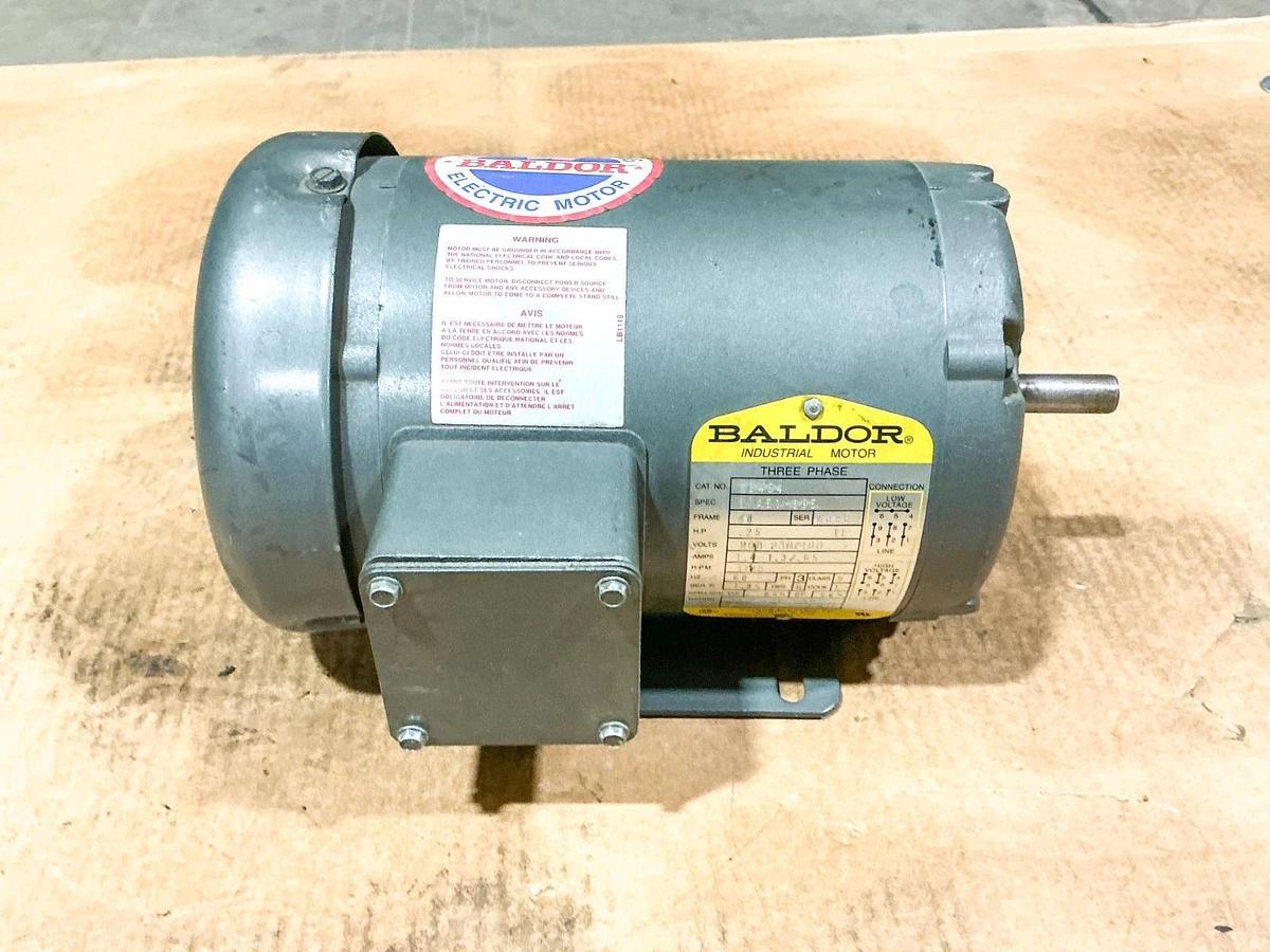 New Baldor M3454 Electric Motor .25HP 3PH 460V 1725RPM - No Box