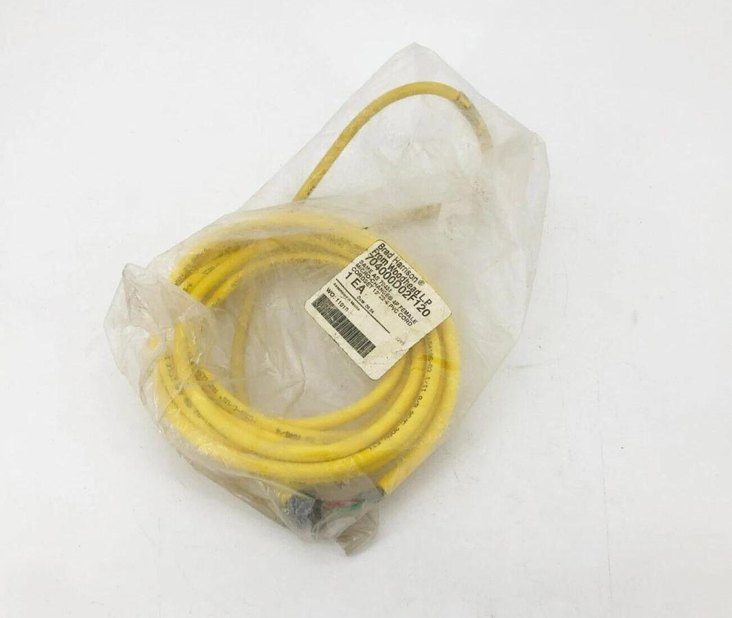 New Brad Harrison 704000D02F120 Cordset 4P Female 12FT. 22-4 PVC 70434
