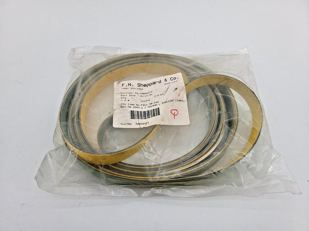 Used New F.N. Sheppard 25mm x 5029mm Endless Belt Yellow/Green 198"