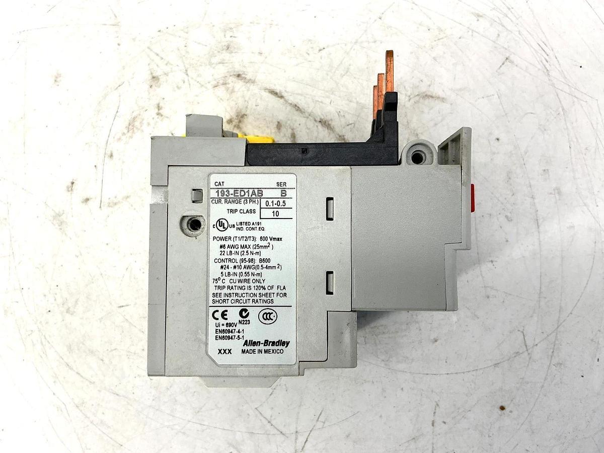 New Allen Bradley 193-ED1AB Ser B Overload Relay 3PH 0.1-0.5A Class 10 - No Box