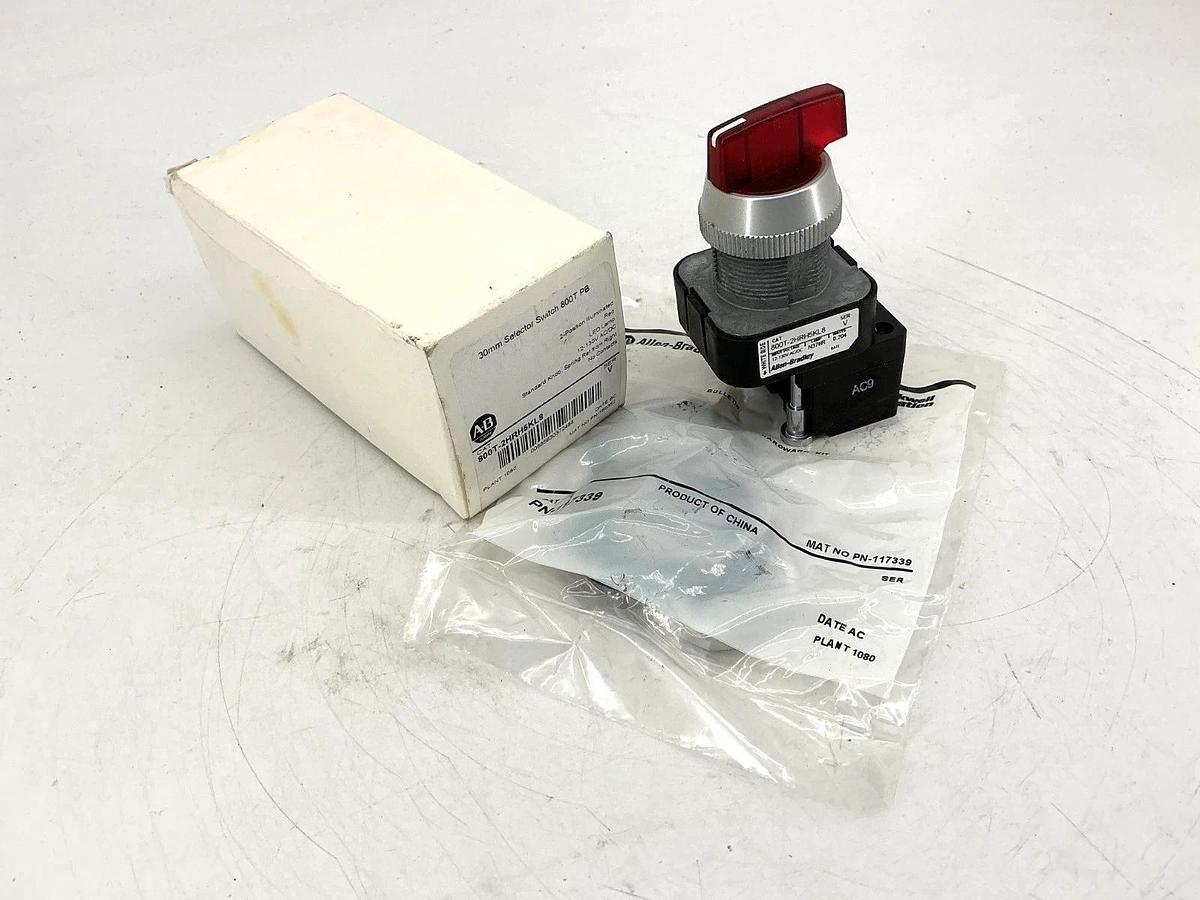 New Allen Bradley 800T-2HRH5KL8 Ser V Selector Switch LED Red 2Pos 12-130V
