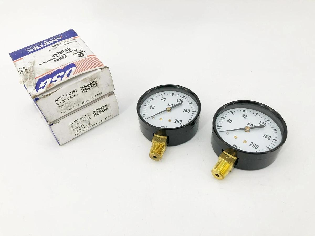 Lot of 2 New Ametek P505A Pressure Gauge 2-1/2" 200psi 163282