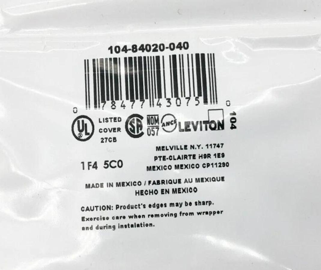 Lot of 3 New Leviton 104-84020-040 1-Gang Outlet Wall Plate Covers Stainless