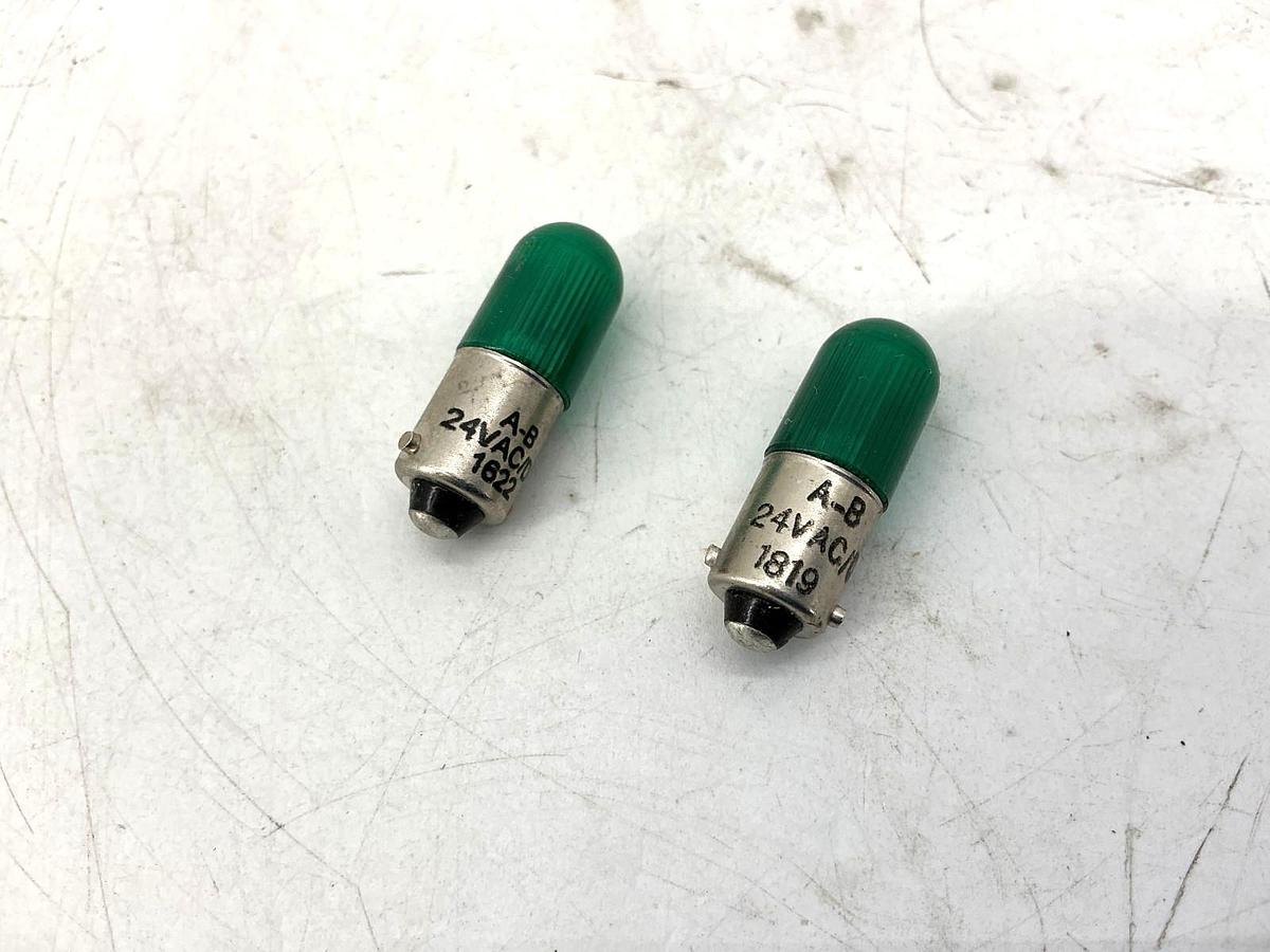Lot of 2 New Allen Bradley 800T-N319G Pilot Light Green LED Lamp 24VAC/VDC