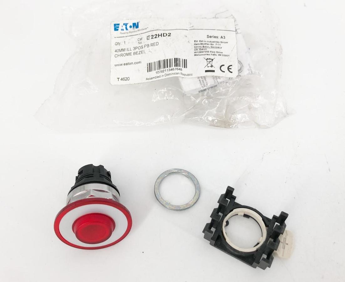New Eaton E22HD2 Red Illuminated Push-Pull Button 40mm 3-Pos Series A3