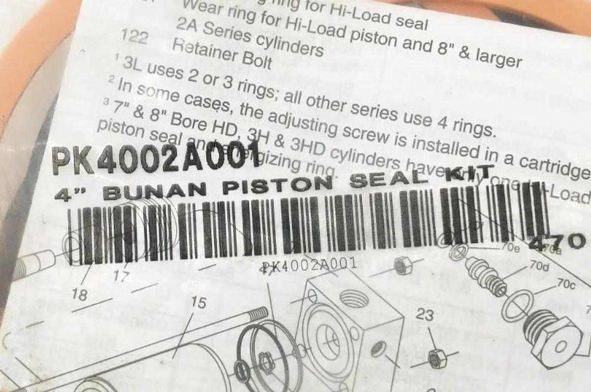 New Parker PK4002A001 Piston Seal Kit 4" BUNA-N
