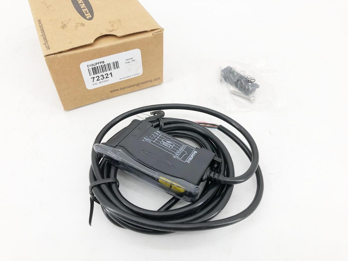 New Banner Engineering D10UPFPB Fiber Optical Sensor 15-24VDC 2m Cable 72321