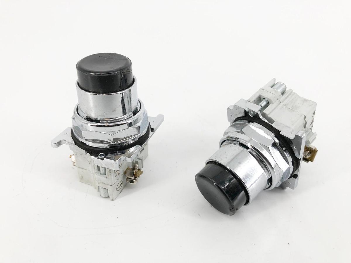 Used Lot of 2 Cutler Hammer 10250T/9100T Momentary Pushbuttons Black