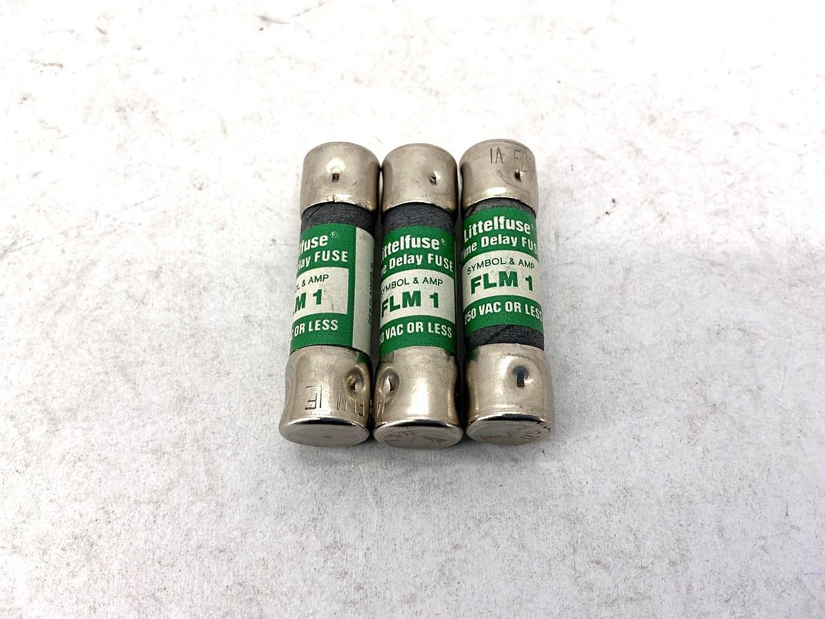 Lot of 3 New Littelfuse FLM-1 Time-Delay Fuse 1A 250V