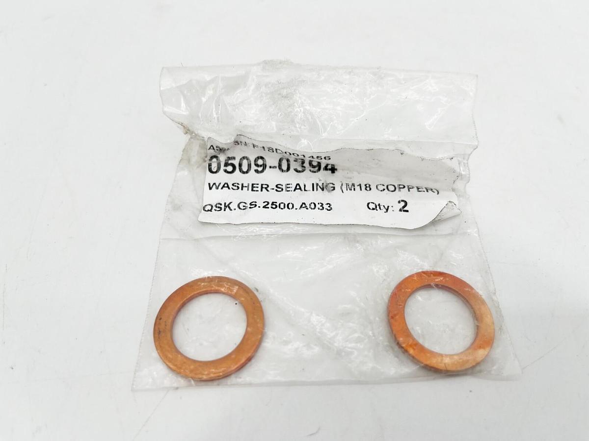 Lot of 2 New Onan 509-0394 Copper Sealing Washers M18 0509-0394