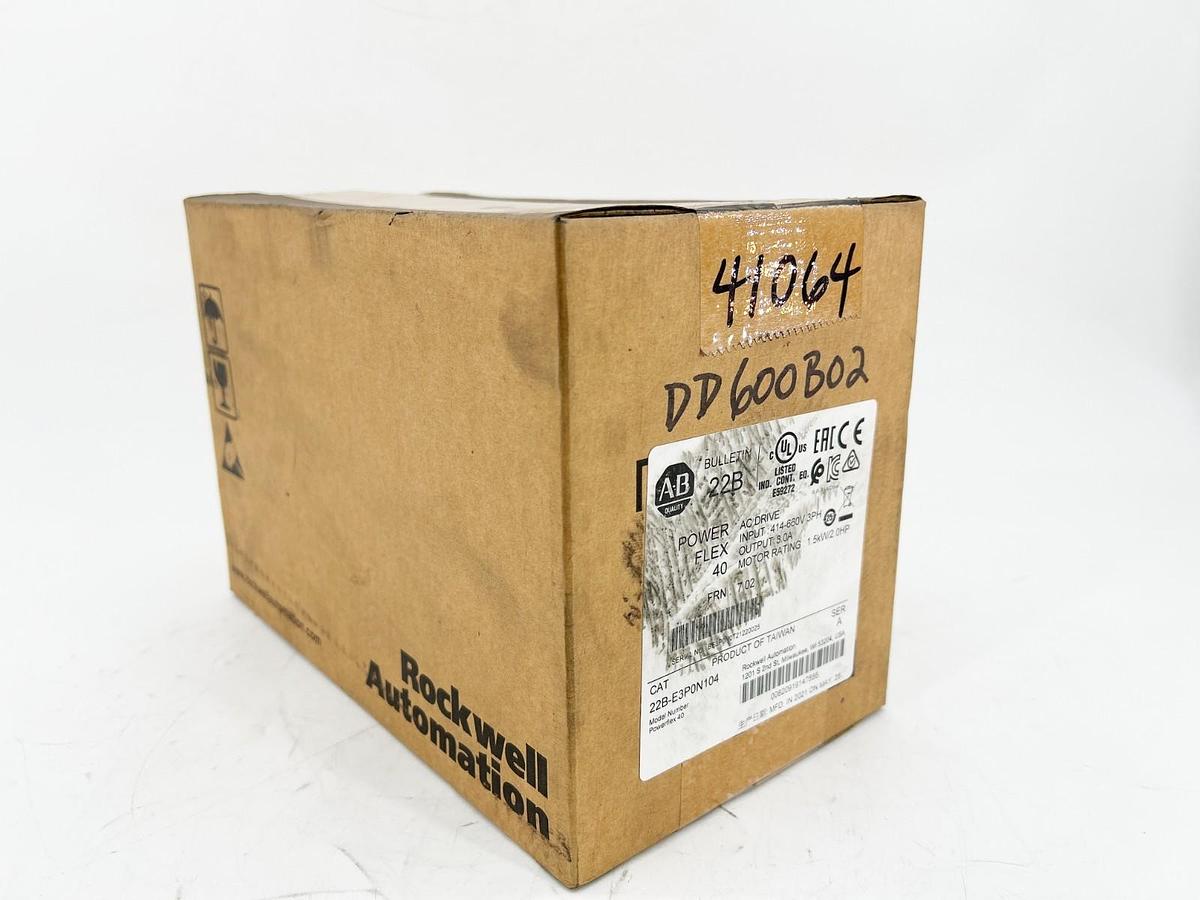Used New Allen Bradley 22B-E3P0N104 AC Drive Powerflex 3PH 3A 1.5KW 2HP 660V