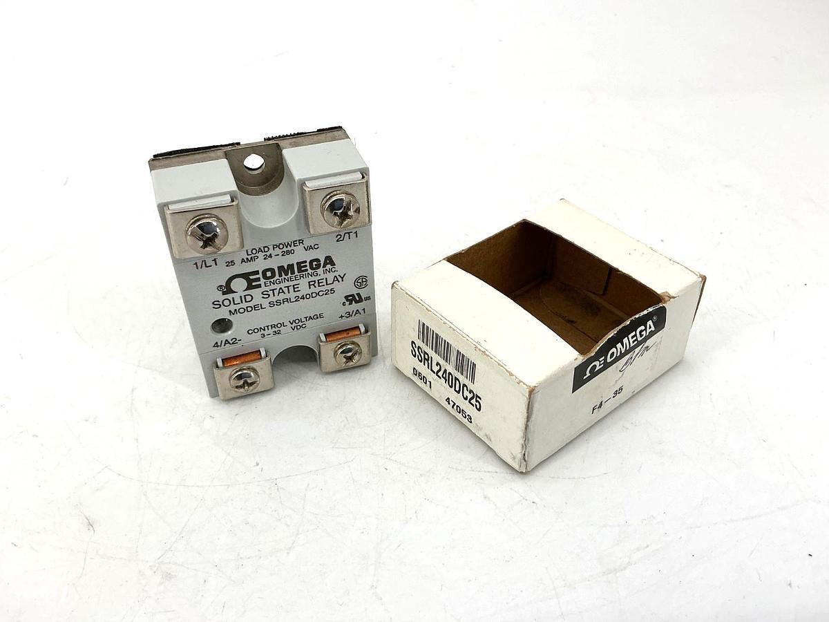 New Omega SSRL240DC25 Solid State Relay 25A 24-280VAC