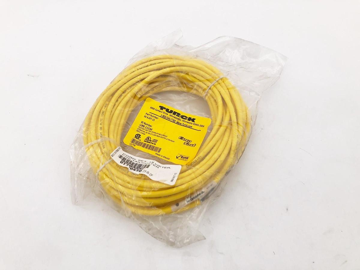 New Turck RK 4.43T-15 Double Ended Cordset 15m Length M12 Straight U99-11536
