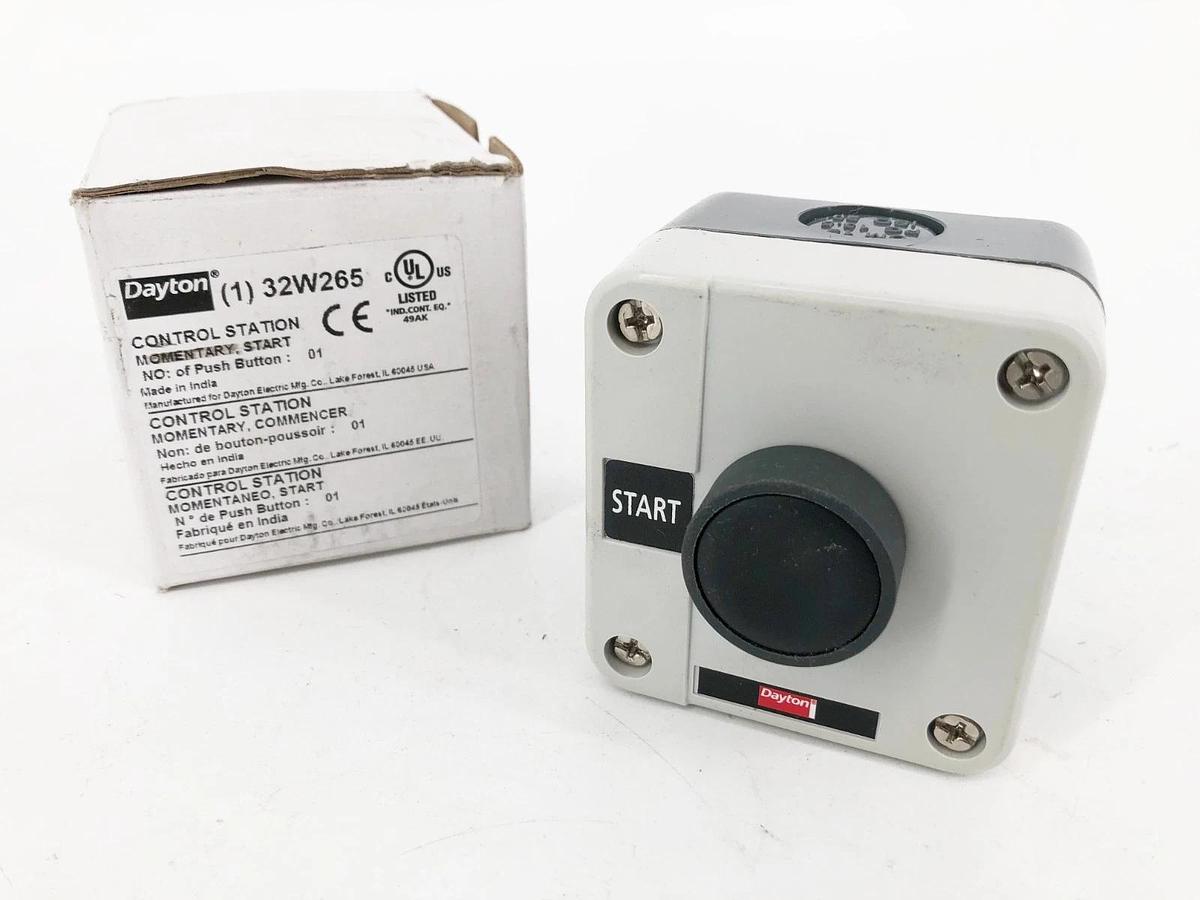 New Dayton 32W265 Pushbutton Control Station Momentary Start 1NO 22mm