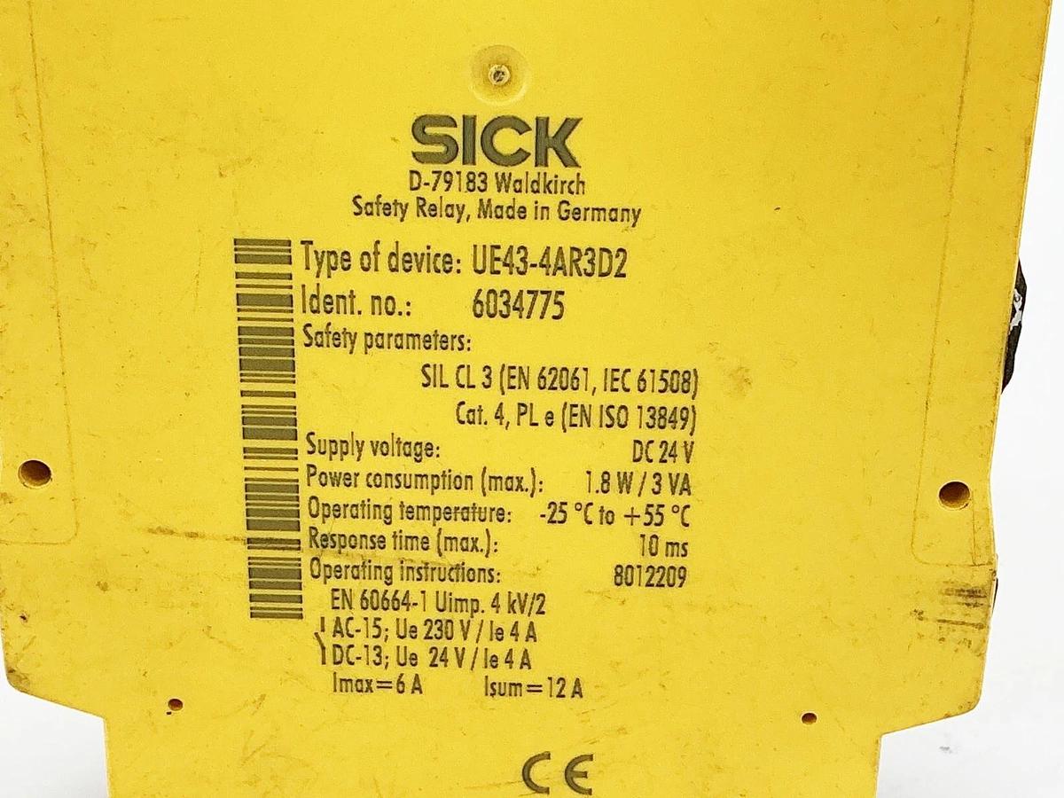 Used Sick UE43-4AR3D2 Safety Relay 24VDC 1.8W 3VA 6034775