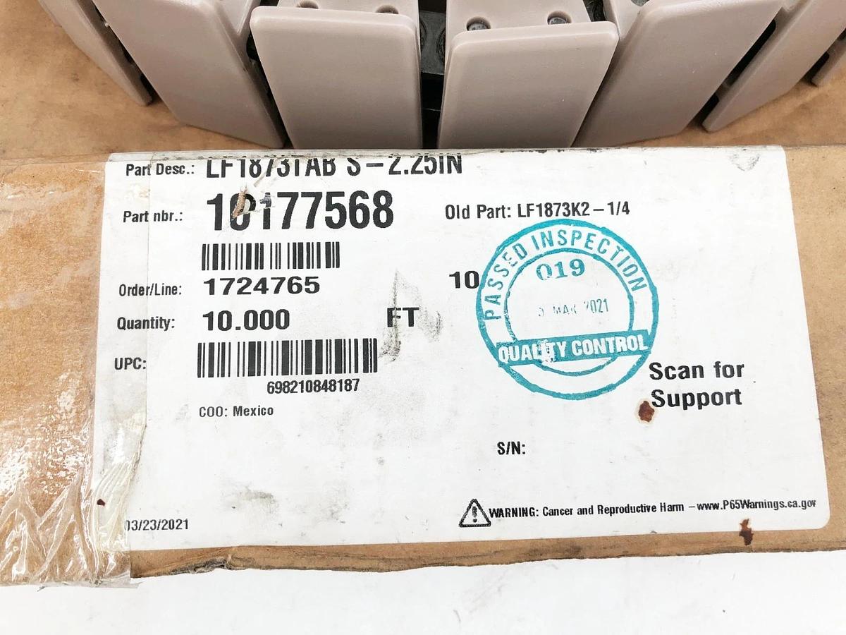 New Rexnord LF1873TAB S-2.25IN Chain 10 FT 10177568 LF1873K2-1/4