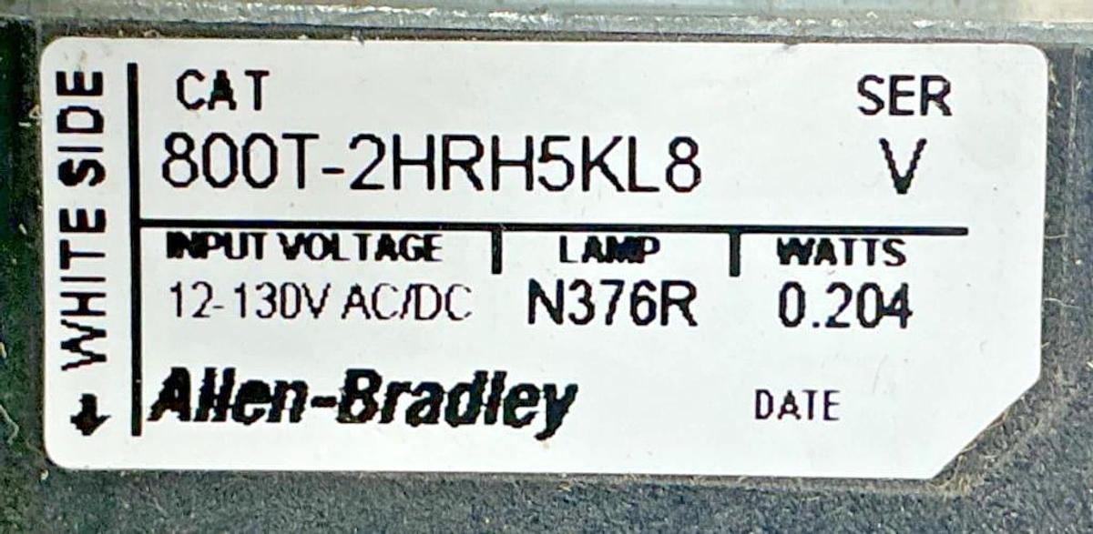 New Allen Bradley 800T-2HRH5KL8 Ser V Selector Switch LED Red No Cap - No Box