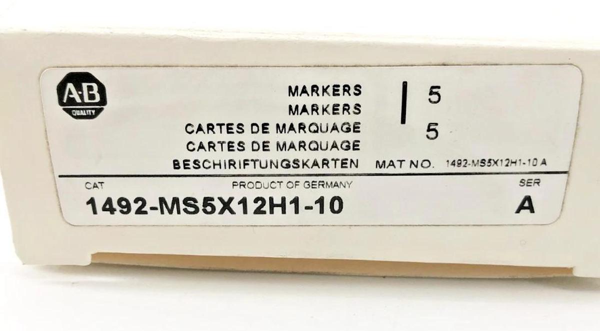 Box of 5 New Allen-Bradley 1492-MS5X12H1-10 Ser. A Horizontal Marker Cards