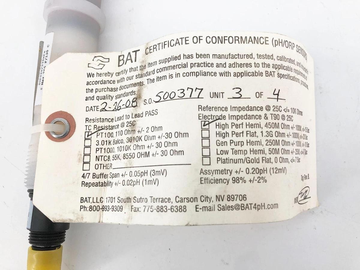 New Barben Analytical BV551CRDTCS4.5PH pH/ORP Sensor 150psig - No Box