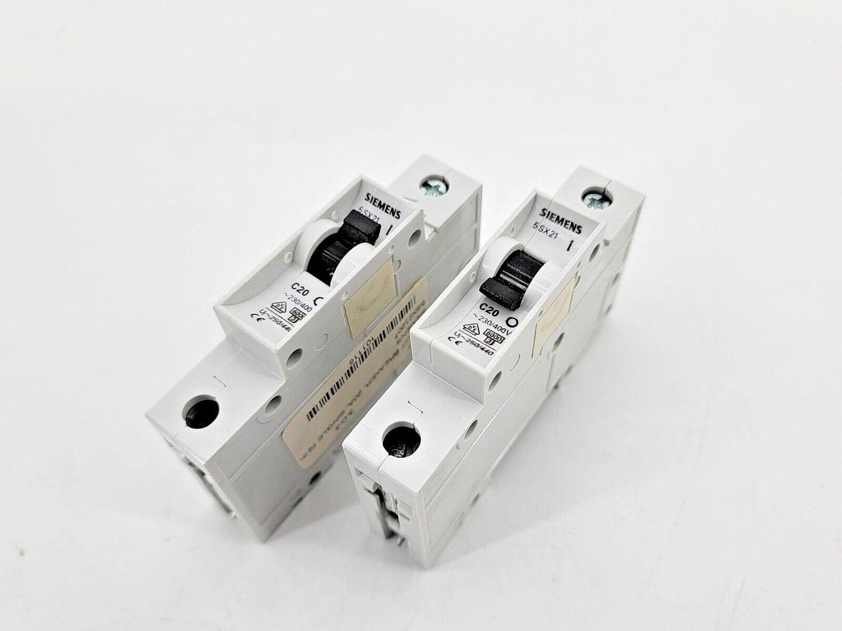 Lot of 2 New Siemens 5SX2120-7 Circuit Breakers 1P 20A C20