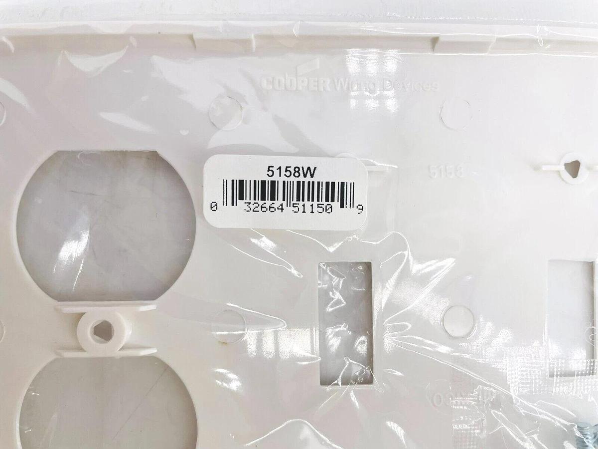 Used Lot of 10 Cooper 5158W Wall Plate Combination Toggle Duplex White New Surplus