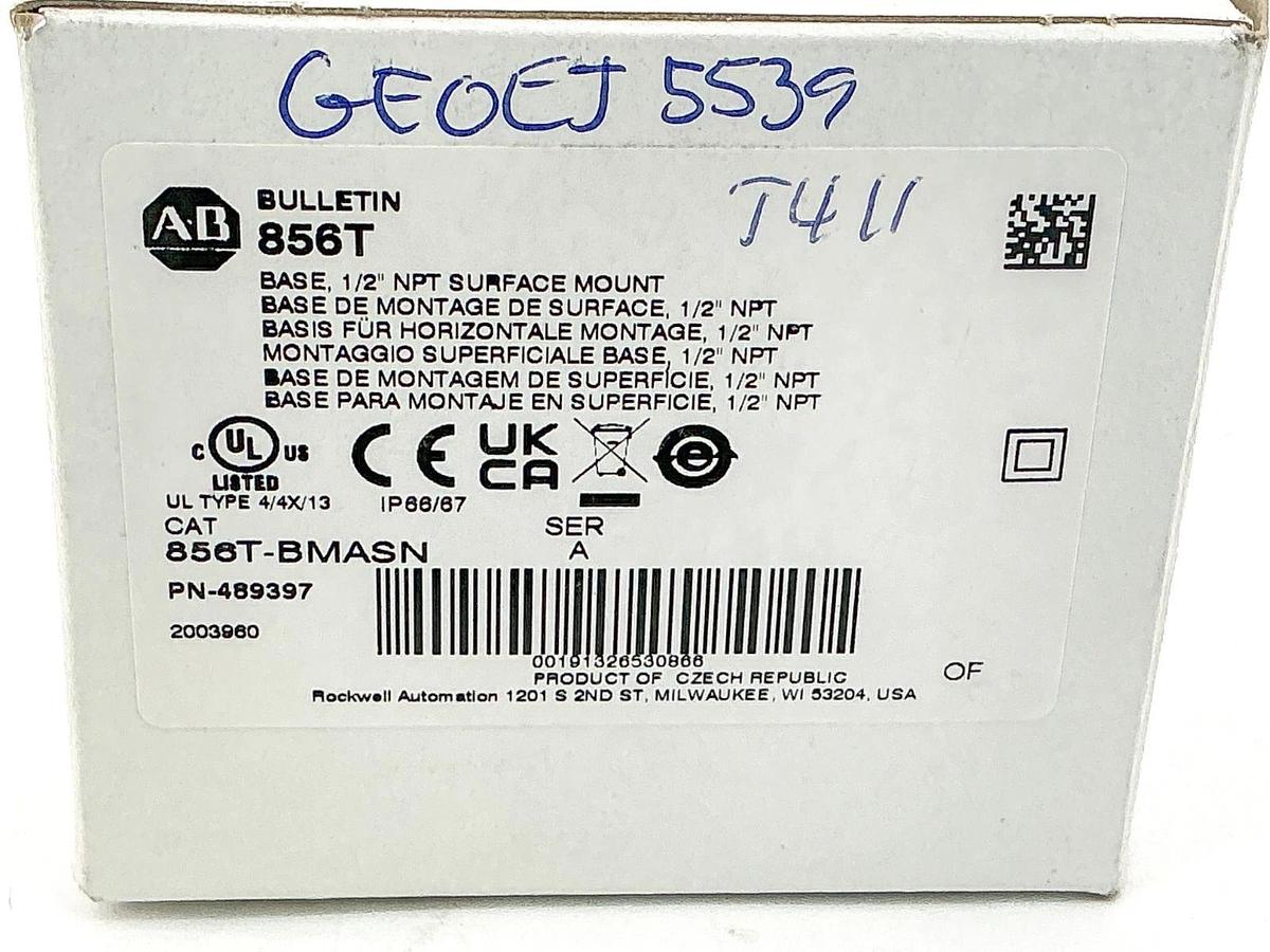 New Allen Bradley 856T-BMASN Base 1/2" NPT Surface Mount Ser.A