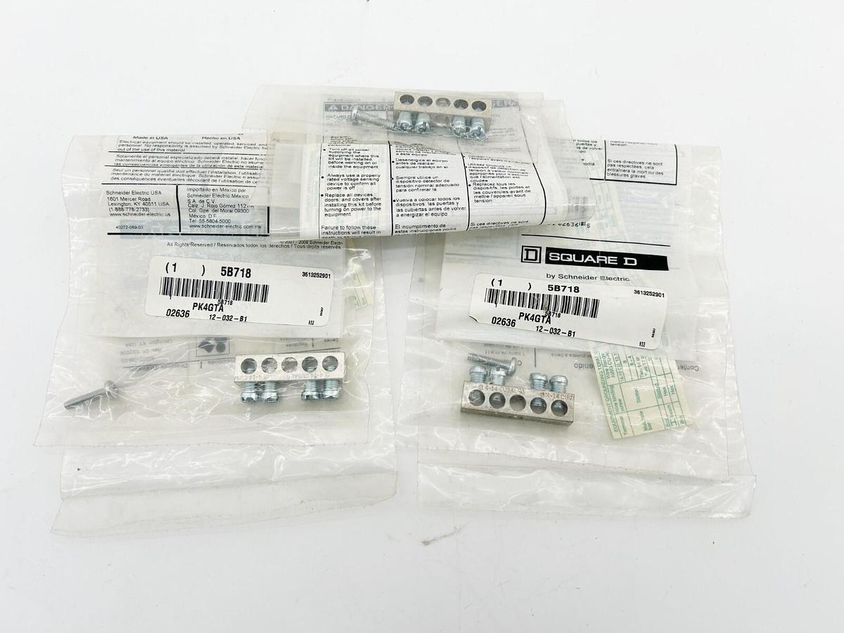 New Lot of 3 Square D PK4GTA Grounding Bar Kit 5B718