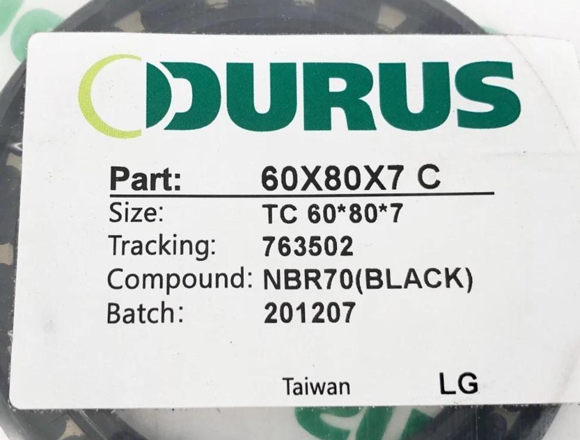 Lot of 2 New Durus 60X80X7 C Oil Seals NBR70 (Black) 60mm x 80mm x 7 mm