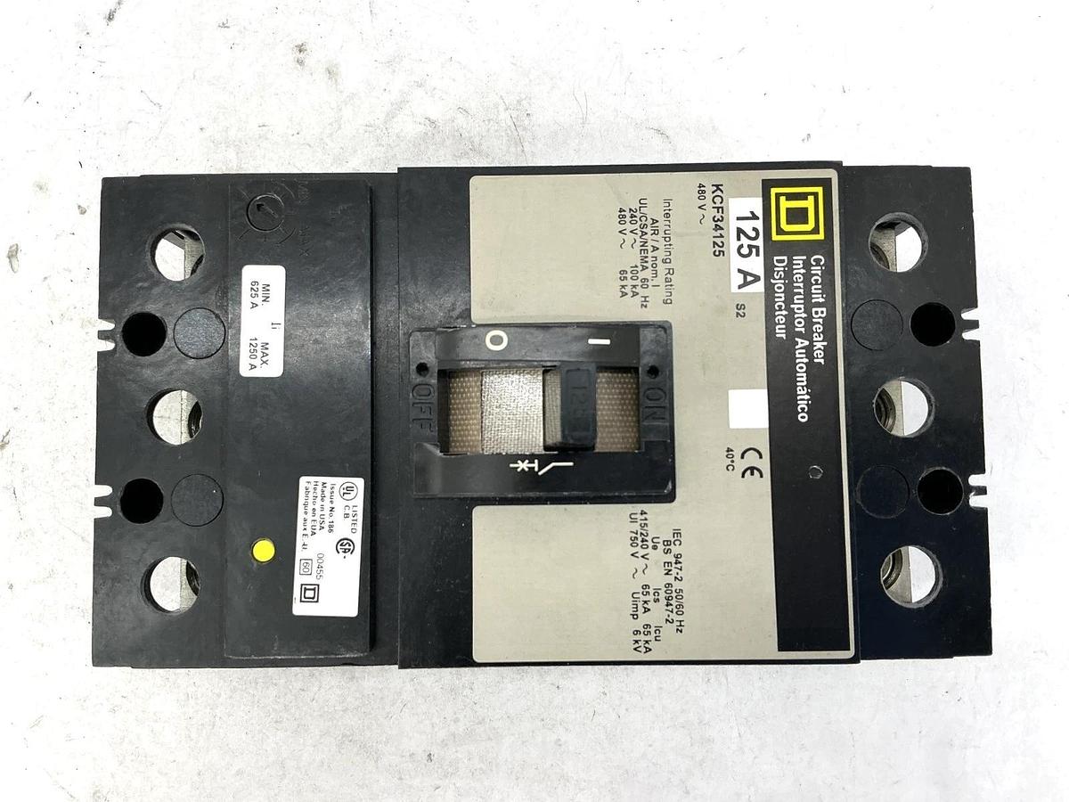 New Square D KCF34125 Circuit Breaker 3-Pole 125A 480V 50/60HZ