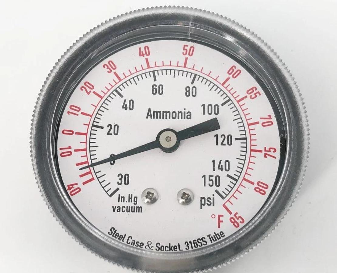 New 4CFW6 Compound Gauge Ammonia 2-1/2" 150psi - No Box