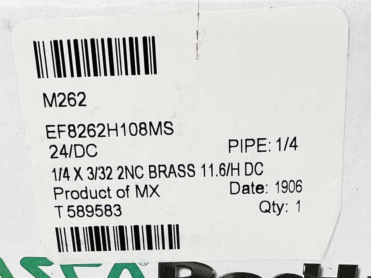 New Asco EF8262H108MS 24VDC Solenoid Valve 290PSI 1/4" Pipe 11.6W