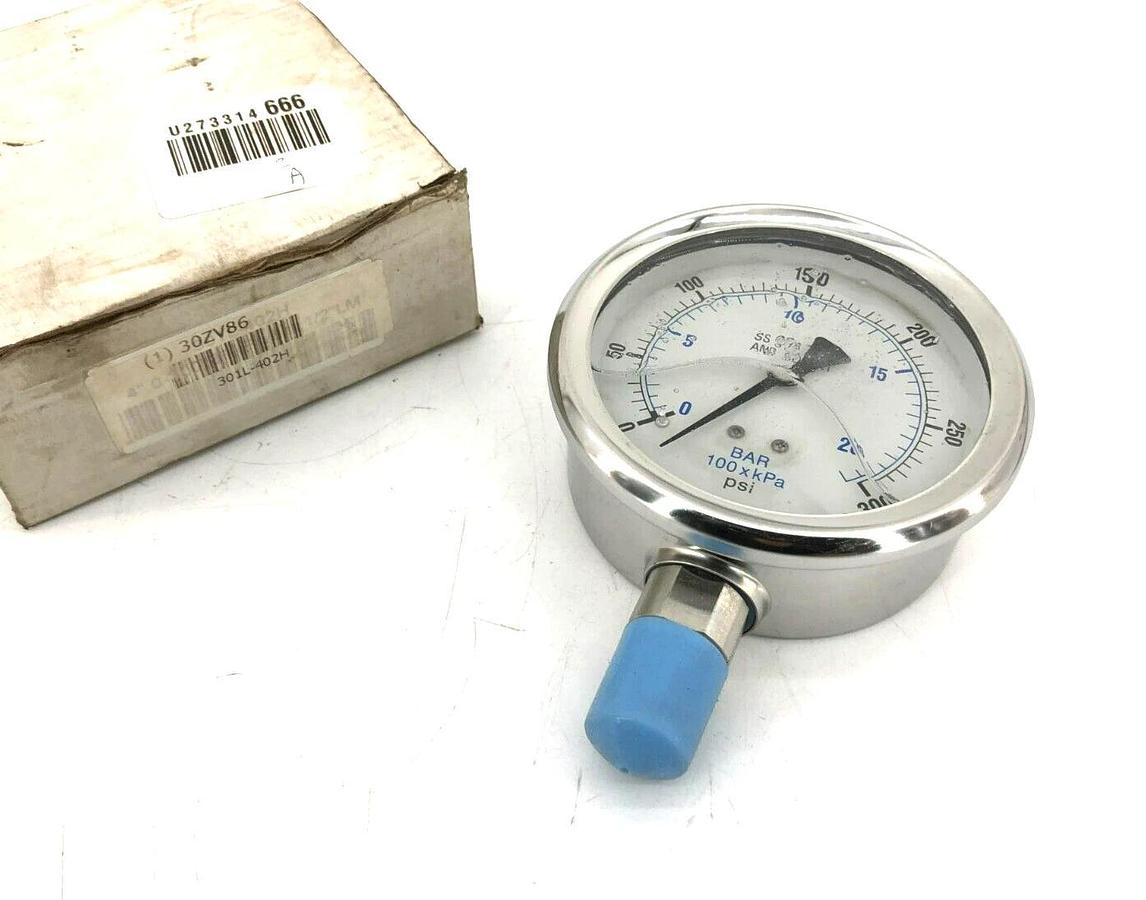 New PIC Gauges 30ZV86 Stainless Steel Pressure Gauge 300psi 301L-402H