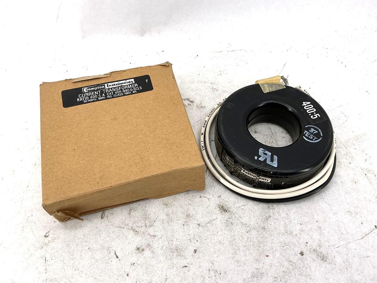 New Crompton Instruments 805-940U-SCLS Current Transformer Ratio 400:5 600V