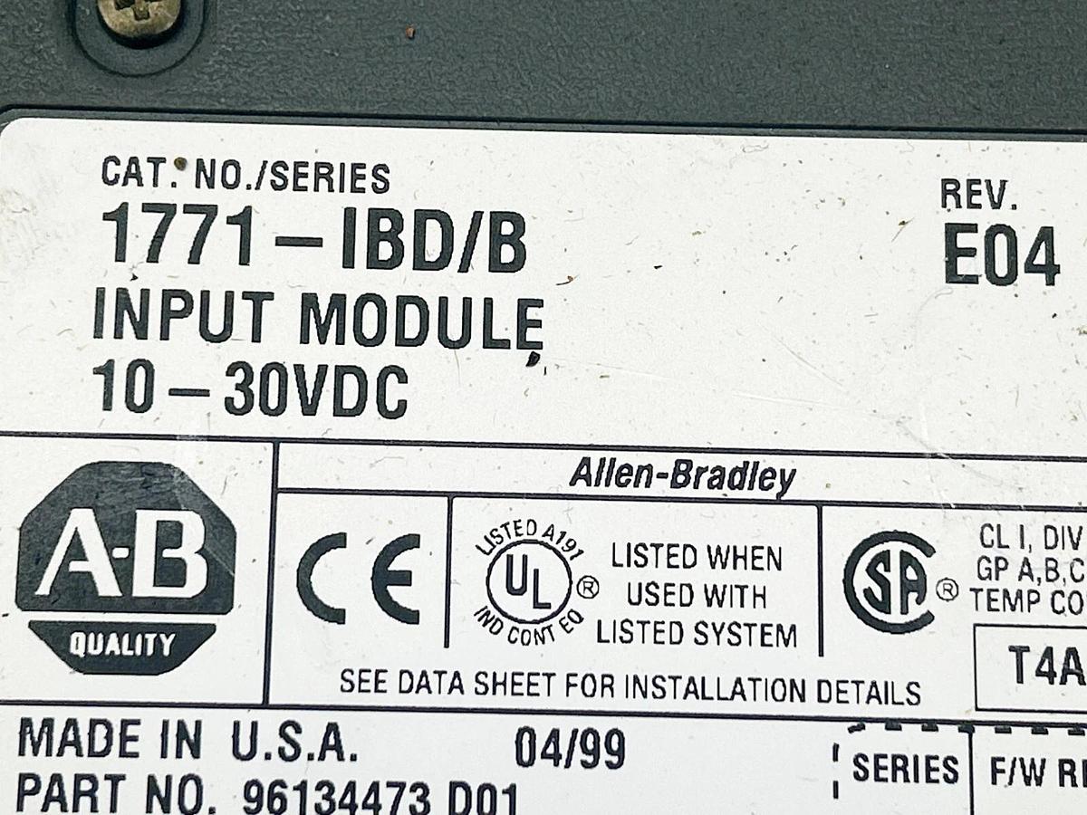 Used Allen Bradley 1771-IBD/B Input Module 16 Point Digital 10-30VDC PlC-5 Sink Wirin