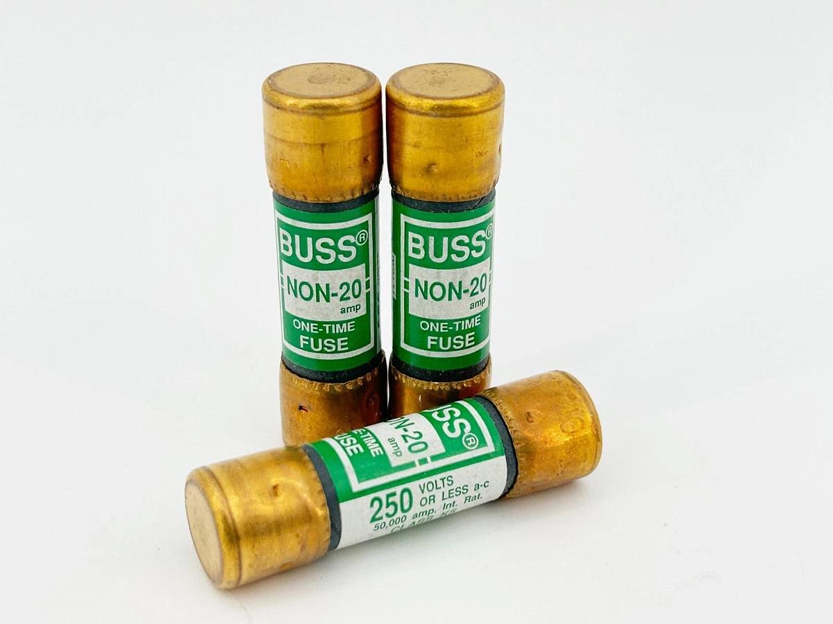 New Lot of 3 Bussmann NON-20 One Time Fuse Fast Acting 20A 250V K5
